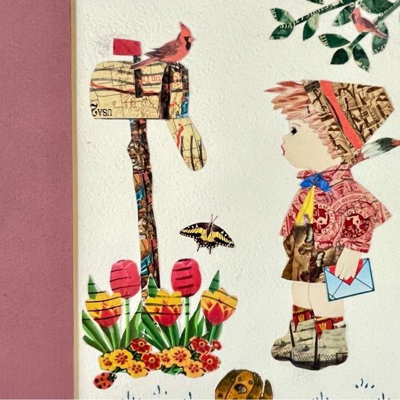 Vintage 90’s Gwen Kirkbride Local Artist Stamp Collage Art Matted 10x8 - Picture 3 of 9